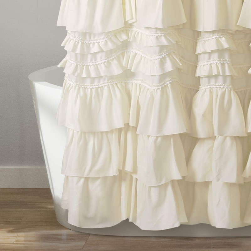 Lush Decor Kemmy Ruffled Shower Curtain, Single, 72" W x