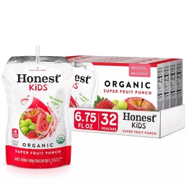 Honest Kids Super Fruit Punch Organic Fruit Juice Drink, 6.75 Fl Oz, (Pack of 32