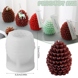 Christmas Pine Cone Candle Mold Soap Mold 3D Pinecone Silicone Candle Chocolate Concrete Clay Mold Xmas Theme Resin Concrete Mould for Xmas DIY Craft Autumn Table Home Decor Supplies