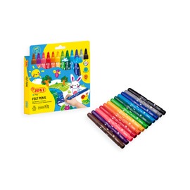 Jovi Thick Felt Tip Pens 5.8mm Line Width Washable Non Marking Tip Set of 12 Assorted Colours