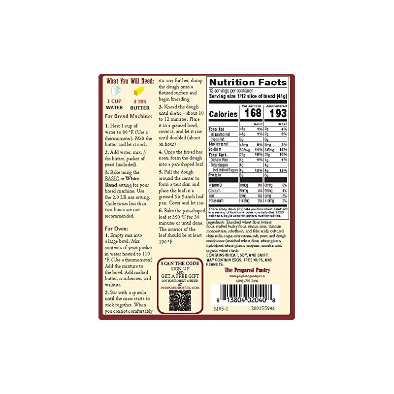 The Prepared Pantry Sour Cream White Gourmet Bread Mix; Single