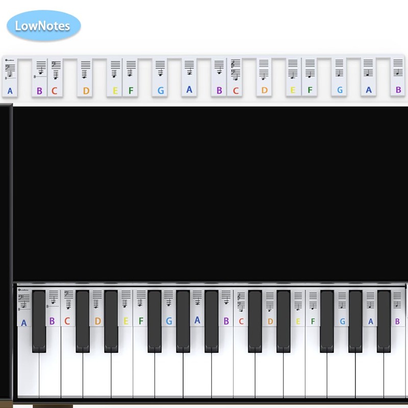 Piano Key Stickers for 88-Key Keyboard, Removable Silicone Labels with