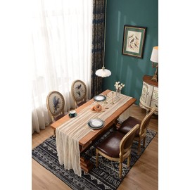 LOMOHOO Cheese Cloth Table Runner Boho Gauze Beige Table Runner Rustic Decoration 118 Inch Long Table Runner Fabric for Wedding Arch, Birthday Party, Table Decoration Champagne, 4 Pieces, 90 x 300 cm