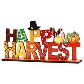 CHEERYMAGIC Wooden Thanksgiving Sign, Wooden Fall Signs Thansgiving Table Centerpieces Pumpkin Harvest Letter Decor Fall Festival Decor Harvest Party Decorations for Autumn Thanksgiving Party A4FSZMBJ