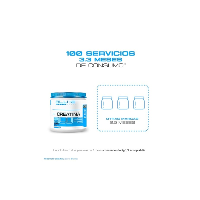 Blu-e Creatina 100 Servicios 500 gr Sabor Mora