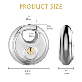 CINCINNO 304 Stainless Steel Discus Padlock, Keyed Alike Disc Lock for Storage Unit, Garage and Trailer,12 Pack…