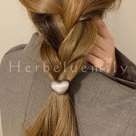 Herbeluemily Hair Rubber Hair Accessories, Antique Gold, Heart, Silver, 3D