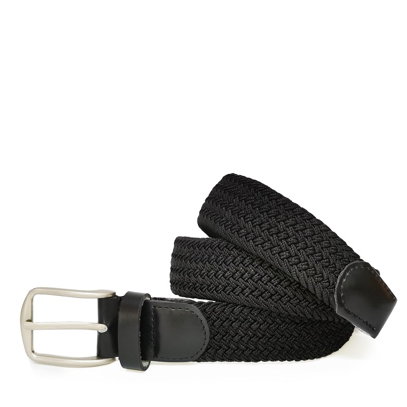 Gloop unisex elastic leather braided stretch belt; stretchable fabric; leather