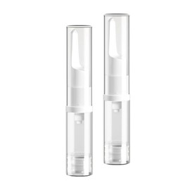 Vacuum Pump Bottle, 0.2 fl oz (5 ml), Airless Pump Bottle, Plastic Cosmetic Container, Empty Refillable Eye Serum Vacuum Bottle, For Travel, Office, Portable Small Bottle (Clear), Set of 2