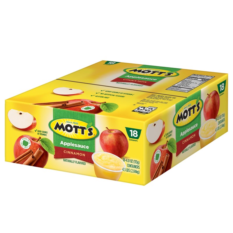 Mott's Cinnamon Applesauce, 4 Oz Cups, 18 Count, No Artificial