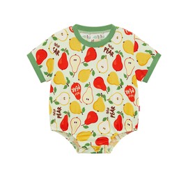 EASWEET Baby Boy Romper Soft Bamboo-derived Viscose Short Sleeve Baby Boy Bodysuit, Sweet Pears, 12-18 Months