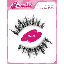Jiocolor Manga Lashes Clear Band False Eyelashes Wispy Lashes Fairy Lashes Anime Fake Lashes Natural Look Eyelashes Wet-Look Spiky Anime Strip Lashes 7 Pairs Pack XA68