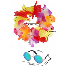 Haakong 3 Pieces Pet Hawaiian Costume Summer Shirts Sunglasses and Wreath for Small to Medium Dog Cat (Large)