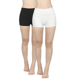 4How Women's Sports Shorts, Trunks, Fitness Shorts, Yoga Shorts, Hotpants - Black+white, size: s