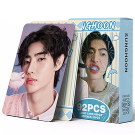 92 PCS En hypen Photocards 60 PCS Lomo Cards Set 32 PCS En hypen Stickers En hypen Postcard Gift Merchandise for Boys and Girls (SUNGHOON)