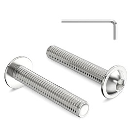 Pack of 20 M6 x 35 mm Rounded Head Screws with Flange Hexagon Socket Drive Stainless Steel A2 V2A Screws Full Thread with Allen Key