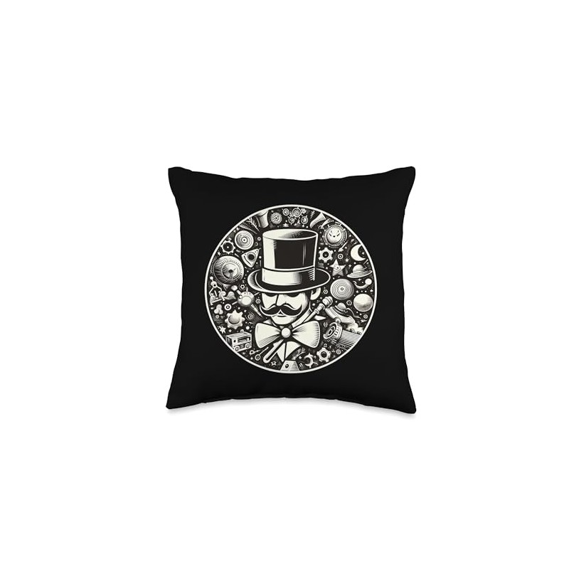 Vintage Monocle Gentleman April Fools Day 2024 Throw Pillow