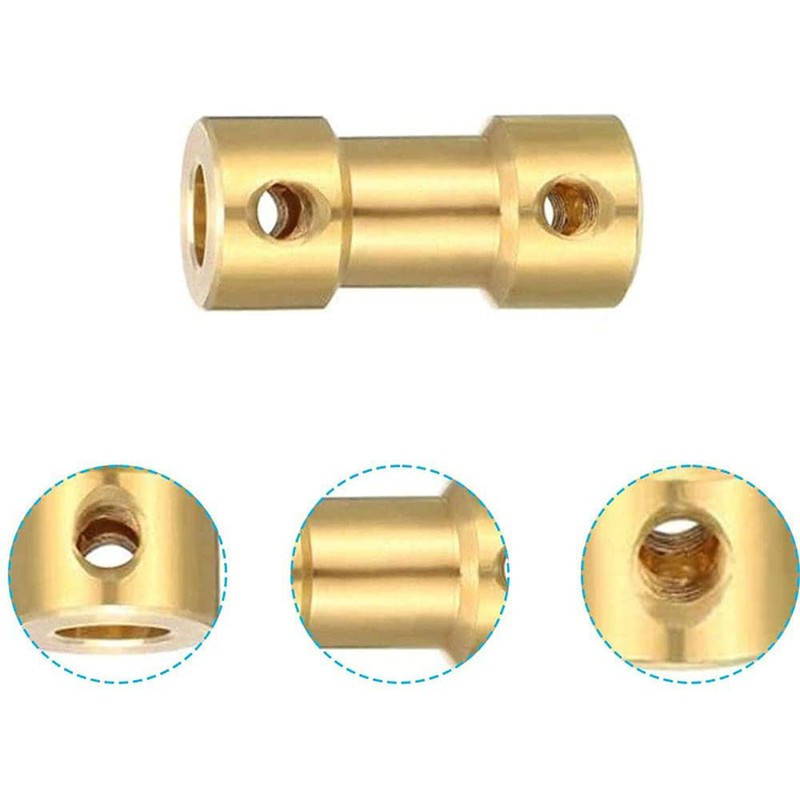 Pack of 5 Brass Shaft Coupling, Coupling Connector Sleeve, Shaft