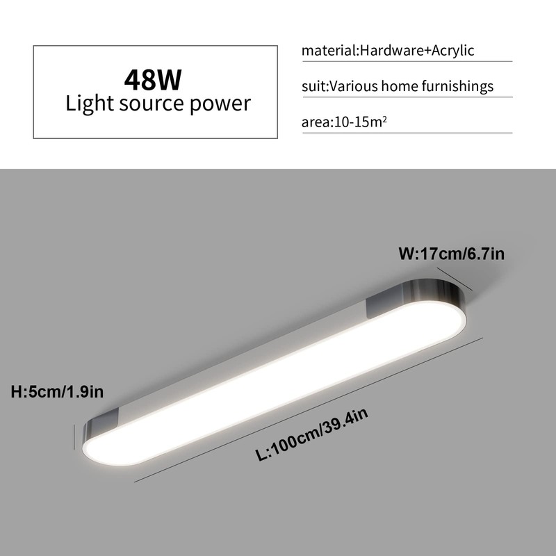 Qcyuui Dimmable LED Ceiling Light Modern Acrylic Linear LED Ceiling