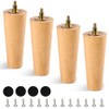 CtopoGo Wooden Solid Wood Round Furniture Legs 6 Inch Set