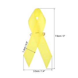 PATIKIL Ribbon Pins, 100Pcs Yellow Awareness Ribbon Satin with Safety Pins for International Day