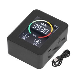 Air Quality Monitor 3 in 1 Intelligent Color Screen Portable Carbon Dioxide Detector for Home UseBlack