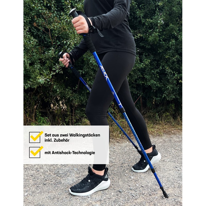 JELEX Nature Telescopic Walking Poles for Nordic Walking Adjustable, Includes