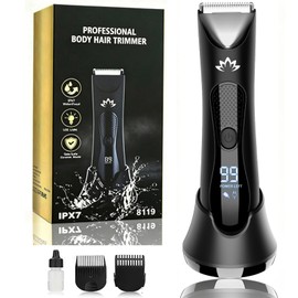 Suttik Manscape Body & Pubic Hair Trimmer for Men, Groin & Ball Trimmer Men, Electric Razor Mens Grooming Kit, Body Groomer Ball Shaver for Smooth Wet/Dry Shaving, Led Light