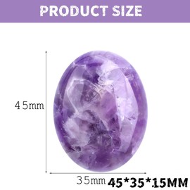 Viojrlly Amethyst Oval Stones Large Crystals Natural Stones Worry Stones Healing Crystals Gemstones Polished Palm Tree Reiki Energy Stone Yoga Meditation Decoration for Anxiety Relief