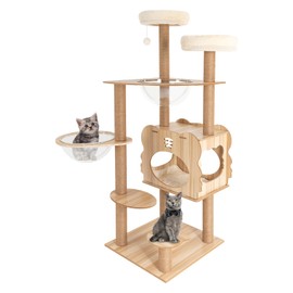JAYGOVAN 54In Cat Tree Tower for Indoor Cats,Multi-Level Furniture Activity Center with Soft Lodge Pads Large Cat Tree for All Kinds of Cats Up to 33.07LBS to Jump, Scratch, Sleep, Climb, Play