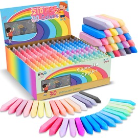 UZLU 210 PCS Sidewalk Chalk-30 Colors Cone Shaped Drawing Chalk for Kids, Jumbo Washable Chalk Giant Box Non-Toxic Dustless, Painting on Sidewalk Bulk,Outdoor Art, Blackboard, Playground