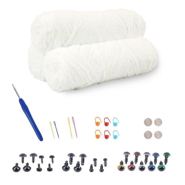 NAHUAA 3 x 100g Chenille Chunky Yarn White Soft Velvet