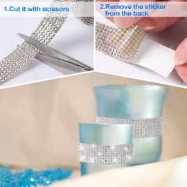 Cinta autoadhesiva de diamantes de imitación de cristal (plata, 3,8 cm x 3,8 m)