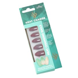 24Pcs Brown Press on Nails with Color Changes Design, Glossy Solid Color False Nails Gel Glue on Nails, Gradient Medium Almond Manicure Art Acrylic Fake Nails Stick on Nails for Coquette Women Girls