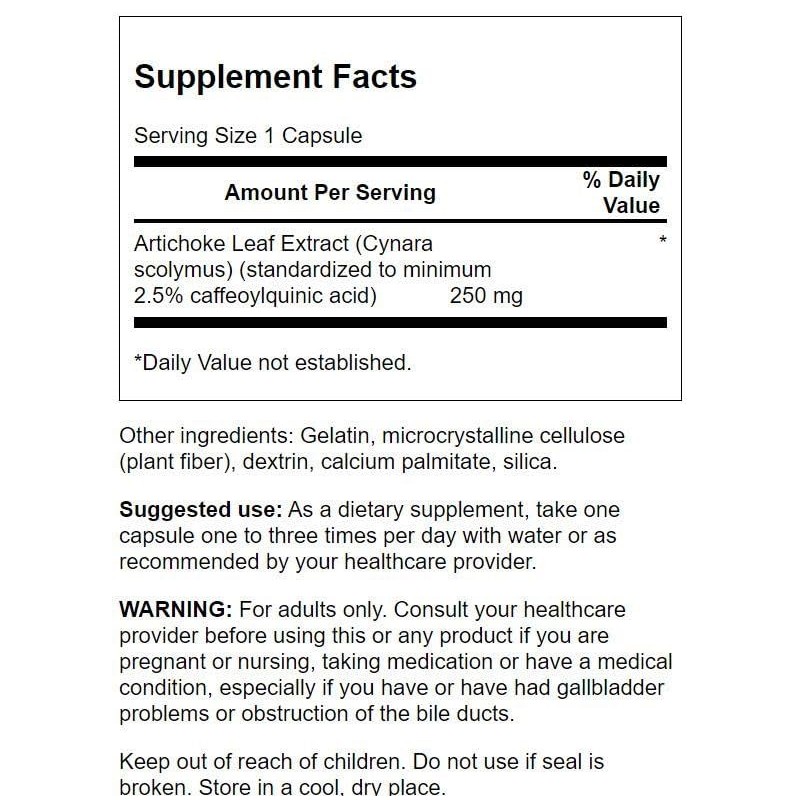 Swanson Artichoke 250 Milligrams 60 Capsules