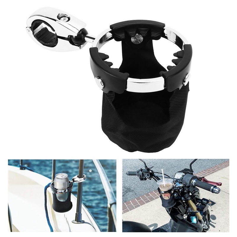 Motorcycle Cup Holder 360° Swivel Ball Mount Drink Water Bottle