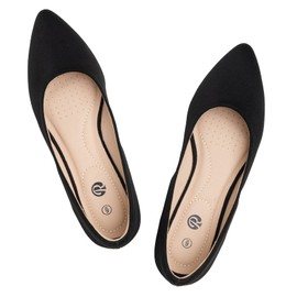 Rekayla Women's Flats Classic Pointed Toe Ballet Shoes Black Suede 08