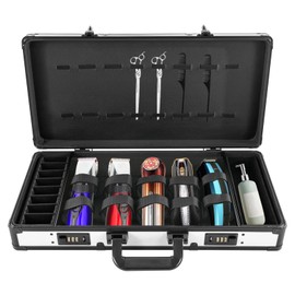 Professional Beauty Salon Barber Case, Hair Stylist Tool Kits Organizer, Barber Travel Carry Case for Hair Scissors Tools Hair Stylist Pet Groome, Barber Carrying Case with Code Lock (white+black)
