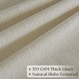 Extra Wide Pinch Pleat Curtains 84 Inches Long for Patio Sliding Glass Door Beige Oatmeal Linen 70 Inch Wide Curtain Memory Trained Pleated Drapes Hooks Rings 70x84 Curtain for Large Window 1 Panel