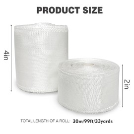 2 Rolls of Fiberglass Tape, 2 Inches + 4 Inches Wide 99 Ft. Woven Cloth, for Seam Repair, Reinforcement, Resin Saturated, Heat Resistant, Insulating