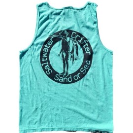 Saltwater Drifter New Tank Saltwater Drifter T-shirt  Key West fishing boat ocean Caribbean Hobo - 3XL, Tropical Green