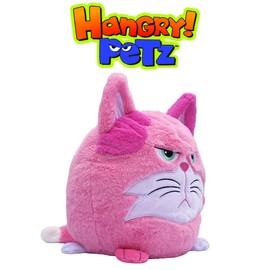Hangry Petz Lucy Pink Cat - 12" Animal Plush, Squeeze Tummy for Sounds, Hungry Angry Expression, Embroidered Face, Soft Round Companion, Kids