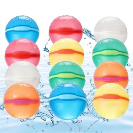 Reusable Water Balloons Refillable for Kids: Soft Silicone Material Self Sealing for Outdoor Activities - Summer Pool Beach Water Bomb for Boys Girls 3-12 Years (12Pack)