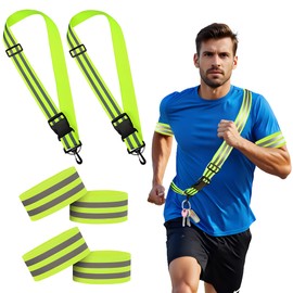 2-Pack Reflective Vest with 4 Bands, Safety Vest Running Gear for Men, Women, and Children | Adjustable Hi-Vis Vest for Night Walking, Cycling, Hiking, Jogging