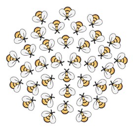 90PCS Mini Bees Iron on Patches, Bee Shaped Embroidered Applique Patch, Insects Themed Iron on Sew on Emblem, Cute Embroidery Patches for Clothes Bags Jeans Jacket Hats DIY Sewing Craft Decoration