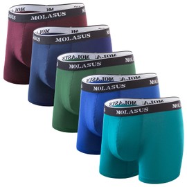 Molasus Mens Soft Cotton Stretch Boxer Trunks Underwear No Fly Tagless Underpants MultiPack Large