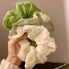 Large Satin Hair Scrunchies for Women,3Pcs Green White Spring Summer