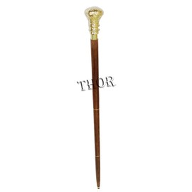 Brass Knob Handle Stick Brown Wood Elegant Walking Cane Rustic Vintage Home Decor Gifts