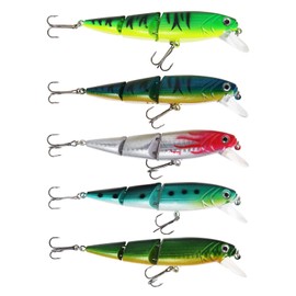 EMSea 5PCS Multi Jointed Fishing Lures Artificial Baits Plastic Lifelike Swimbaits Simulation Lures Fishing Tackles for Bass Yellow Perch Walleye Pike
