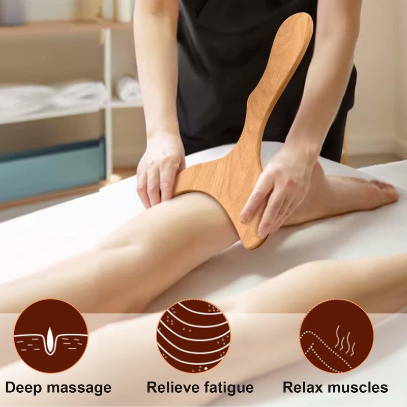 2 Stück Massage-Paddel für Maderotherapie und Lymphdrainage, Massagegerät Holz Massages,